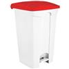 Adatto-M T115907 Pattumiera a pedale in plastica Bianca coperchio Rosso 90 litri (confezione da 3 pezzi)
