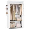 Vicye Armadio a Risparmio di Spazio, Armadio in Tessuto con 2 Barre Appendiabiti, 4 Ripiani e 6 Tasche Laterali, Armadio per Camera da Letto, Dormitorio o Spogliatoio, Bianco(90 x 45.5 x 172 cm)