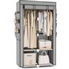 Vicye Armadio a Risparmio di Spazio, Armadio in Tessuto con 2 Barre Appendiabiti, 4 Ripiani e 6 Tasche Laterali, Armadio per Camera da Letto, Dormitorio o Spogliatoio, Grigio(90 x 45.5 x 172 cm)