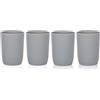Topsky Set di 4 bicchieri in plastica lavabili in lavastoviglie, Bicchiere plastica largo, porta spazzolino, Riutilizzabili, Bicchieri portatili in plastica (280 ml, grigio)
