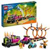 LEGO 60357 City Stuntz Stunt Truck: Sfida dell'Anello di Fuoco con Moto Giocattolo Carica e Vai, Idea Regalo Divertente per Bambini dai 6 Anni, Set 2023