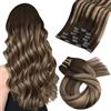 Moresoo Extension Capelli Veri Clip 55 cm 120 g 7 Pezzi Ombré #4/27/4 | Qualità Superiore, Taglio Sfumato, Sfumatura Naturale, Look Da Sposa, Ciocche Morbide