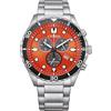 CITIZEN Orologio analogico al quarzo da uomo con cinturino in acciaio inox AT2560-84X, Colore: arancione., Bracciale