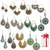 CHINPING 12 paia di orecchini pendenti in stile bohémien kit di sospensione vintage per abbigliamento donna ragazza orientale boho retrò orecchino borchie orecchio con fiori foglia gocce d'acqua metallo,