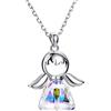 QIUJUNDE Collana in argento 925 con ciondolo a forma di angelo per donne,collana di angeli custodi con cristalli scintillanti, gioielli dell'amicizia per bambini ragazze donna regalo per il battesimo comunione