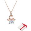 QIUJUNDE Collana in argento 925 con ciondolo a forma di angelo per donne, collana in oro rosa con cristalli scintillanti per bambini, ragazze adolescenti, regalo per la cresima e la prima comunione