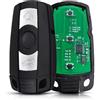 Lizbn 433MHz B-W Guscio Chiave Ricambio Telecomando con 3 Pulsanti | ID46 (PCF7945) Chip,Compatibile per BMW 1/3/5/7 Series X5 X6 Z4 CAS3 System,Lama Custodia Chiave Remota KR55WK49127