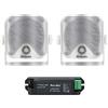 Herdio 100W 10.2cm Compact Impermeabile Stereo Speaker Box Compatibile con Bluetooth per Marina Boat ATV UTV Heavy Duty Powersports Veicoli Cortile bianco
