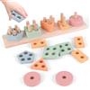 SUPERBE BEBE Giocattolo Montessori in legno per impilare e ordinare per neonati e bambini dai 3 anni - Attività e sviluppo - Colori pastello - Giochi educativi - Regalo di compleanno