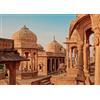 Rasch WTD 363517 - Carta da parati in tessuto non tessuto con tempio indiano in marrone, arancione, blu, collezione Indian Style, 3,71 m x 2,65 m (larghezza x lunghezza)