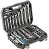 Högert Technik - Set di utensili 85 pezzi, set di chiavi a bussola e punte 1/4" e 1/2", acciaio CRV, cricchetti 72T, chiavi a forchetta, DIN 3124, in valigetta di acciaio