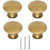 ShipeeKin 4x Rotondo Ottone Antico Manopole Stile Retrò Cucina Armadio Cassetto Fungo Maniglia Tira 30mm / 1.18 pollici con Viti Manopole Rustiche per Comò Porta Bagno Hardware(Bronzo giallo)