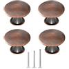 ShipeeKin 4x Rotondo Ottone Antico Manopole Stile Retrò Cucina Armadio Cassetto Fungo Maniglia Tira 30mm / 1.18 pollici con Viti Manopole Rustiche per Comò Porta Bagno Hardware(Bronzo rosso)