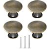 ShipeeKin 4x Rotondo Ottone Antico Manopole Stile Retrò Cucina Armadio Cassetto Fungo Maniglia Tira 30mm / 1.18 pollici con Viti Manopole Rustiche per Comò Porta Bagno Hardware(Bronzo antico)