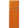 Smeg linea Anni '50 Smeg Frigorifero doppia porta con cerniere a sinistra a libera installazione FAB30LOR6 finitura arancione da 60 cm