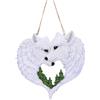 Nemesis Now Scultura da appendere con neve innamorata, 20 cm, resina, bianca, decorazione da parete con lupo, decorazione da parete con lupo, idea regalo, realizzata in resina di alta qualità,