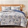 Joyreap Set di biancheria da letto in microfibra, 3 pezzi, motivo botanico con foglie blu su grigio chiaro, reversibile, per tutte le stagioni, 1 trapunta e 2 federe (letto matrimoniale/matrimoniale,