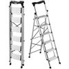 VEVOR Scaletta Pieghevole Salvaspazio con 6 Gradini con Ampio Pedale Antiscivolo e Impugnatura Comoda, Scala a Pioli Portatile in Alluminio con Capacità di 150 kg, Multiuso per Cucina, Casa