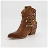 Galieti Stivaletti texani in pelle con perle e tacco 6 cm