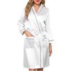 Sopesil Accappatoio Donna in Raso Kimono Corto da Donna Vestaglia Sposa con Scollo a V e Tasche Laterali Abito Camicia da Notte Festa Matrimonio Rosa L