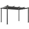 Outsunny Pergola Gazebo 4x3 m con 8 Fori di Drenaggio, in Alluminio, Metallo e Poliestere, Grigio Scuro