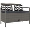 Outsunny Panca da giardino esterno 2 posti panca portatrucchi 160L in rotin PE con cuscino 2 cuscini 112 x 62 x 82 cm grigio