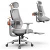NEWTRAL MagicH-GPro Sedia ergonomica con poggiapiedi, poggiaschiena auto-avvolgente, supporto lombare adattivo - Grigio