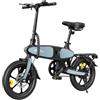 DYU C2 Urban Electric Bike pieghevole, motore da 250W, batteria da 48V 7.5Ah, pneumatici da 16*2.5 pollici - Blu