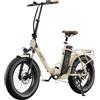 ONESPORT OT16 Max Bicicletta elettrica, motore da 500 W, batteria da 48 V 18 Ah, pneumatici larghi da 20*4,0 pollici - Beige