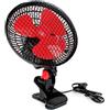 GROWMANIA.ES GROWMANIA Ventilatore, oscillante, 2 velocità, 20 cm, 20 W, potente, ventilatore elettrico, nero, con 3 pale rosse, silenzioso, rotazione 360°
