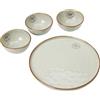 ROSE & TULIPANI MILANO Thun Rose & Tulipani, Set Aperitivo 1 Piatto e 3 Coppette di Color Grigio Perla in Ceramica con Bordo Dorato, Linea Concerto, Ø 27 cm