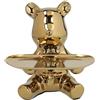Tognana Orso con Vassoio Home Decor Bear H 19 Cm Ceramica Oro