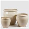EDG Enzo De Gasperi Set 3 Pz Vaso Glaze Bombato H 65 Cm H 50 Cm H 40 Cm Ivory Waterproof