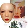 Penubuy Trucco Manichini Viso Kit, Trucco Completo Silicone Pratica per Makeup Artist Essentials, Trucco Pratica Manichino Viso con Set Pennello (Nudo, 7,2'' x 5,2'')