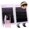 WENDY LASHES Kit per Extension Ciglia con Clusters 80D+100D - Ciglia Finte Individuali Misto 10-18mm (Ricciolo D), Set Completo con Colla, Seal, Pinzetta e Spazzola per un Effetto Naturale