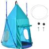 Altalena da Giardino con Tenda per Bambini da 3-8 Anni, Ø100cm e Corde Regolabili, Blu