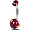 NovaNavel Piercing ombelico goccia d\'oceano lucida rossa in argento