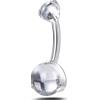 NovaNavel Piercing ombelico goccia d\'oceano lucida bianca in argento