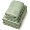 Pure Cotton Set di 4 asciugamani da bagno in cotone pettinato, 570 g/m², certificati Oeko-TEX, lavabili in lavatrice a 40 °C, 2 asciugamani (50 x 100 cm) + 2 (70 x 140 cm), colore: verde mandorla