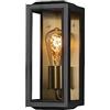 Konstsmide Carpi Box 7348-800 - Lampada da parete per esterni, 12 x 12 x 28 cm, 1 lampada da parete E27 Max da 60 W, vetro trasparente, acciaio, IP44, in ottone nero
