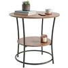 Relaxdays Tavolino Rotondo 2 Ripiani Effetto Legno e Metallo HxP 55x55 cm Marrone/Nero