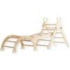 Buxibo Mini Struttura da Arrampicata in Legno con Arco e Rampa Scivolo - Palestra Montessori Indoor - Legno Naturale - 176x47x82 cm