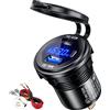 Thlevel Presa USB Caricabatteria Auto QC3.0 e Tipo C PD 45W Caricatore Adattatore Impermeabile con Interruttore e Voltmetro LED per Moto Barca Camper Caravan