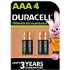Duracell 4X Duracell AAA Ricaricabili 750 mAh (1 Blister Da 4 Batterie) 4 Pile Ministilo Ricaricabili