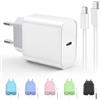 LumFocus 25W Caricatore USB C con 2M Cavo, Rapido Presa USB C Caricabatterie for iPhone 17/17 Pro/17 Pro Max/Air/16 15 Series, iPad, Samsung S26/S25, Spina Typ C Alimentatore Adattatore USBC Fast Charger