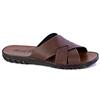 Ciabatte Uomo Bocciolo 613 In Vera Pelle, Incrociate, Made In Italy, Marrone, Taglia 39