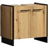 trendteam smart living - Safiya - Mobile sottolavabo - Rovere/Nero - Lavabo con 2 ante e 1 ripiano - 60 x 56 x 34 cm - Manici in metallo nero