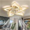 Caufloce Ventilatore Da Soffitto Con Luce E Telecomando, Silenzioso Lampadario Con Ventilatore Da Soffitto Dimmerabile A 6 Velocità Reversibile Lampadario Ventilatore Per Cucina, Soggiorno-Gold