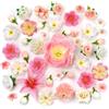 MELLIEX 44 Pezzi Fiori Finti Artificiali, 16 Tipi Piccole Fiorellini Finti per Decorazioni Artificiali da 1,7 a 9 cm per Artigianato DIY Matrimoni (Rosa Bianco)