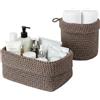 Colexy Set di 2 Cestini Intrecciati per Organizzare, Cesto in Corda di Cotone, Impilabile Organizer, Ceste Portaoggetti per Bagno,Cestino Decorativo per Soggiorno,per Cucina, Bagno, Camera da Letto (Marrone)